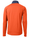 Cutter & Buck Adapt Recycled Soft Knit Stretch Mens Hybrid Quarter Zip Pullover  College Orange/Navy Blue Mannequin Back Thumbnail Image