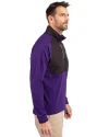 Cutter & Buck Adapt Recycled Soft Knit Stretch Mens Hybrid Quarter Zip Pullover  College Purple/Black Side Thumbnail Image