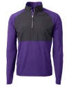 Cutter & Buck Adapt Recycled Soft Knit Stretch Mens Hybrid Quarter Zip Pullover  College Purple/Black Mannequin Thumbnail Image