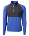 Cutter & Buck Adapt Recycled Soft Knit Stretch Mens Hybrid Quarter Zip Pullover  Tour Blue/Black Mannequin Thumbnail Image