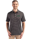 New York Jets Cutter & Buck Forge Epic Confidence Fine Line Stripe Stretch Recycled Mens Polo Black/White Front Thumbnail Image