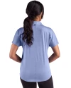 View image 12: Miami Dolphins Monochromatic Cutter & Buck Coastline Recycled Double Peached Womens Dolman Polo Hyacinth Back