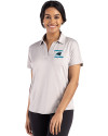 View image 7: Carolina Panthers Historic Cutter & Buck Coastline Recycled Double Peached Womens Dolman Polo CONCRETE Front