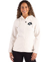 Los Angeles Rams Monochromatic Cutter & Buck Roam Recycled Buttery-Soft Knit Womens Full Zip Hooded Jacket Shell Front Thumbnail Image