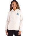 Carolina Panthers Historic Cutter & Buck Roam Recycled Buttery-Soft Knit Womens Full Zip Hooded Jacket Shell Front Thumbnail Image