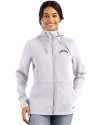 Los Angeles Chargers Mono Cutter & Buck Roam Epic Versatility Recycled Womens Full Zip Hooded Jacket Solitare Front Thumbnail Image