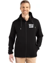 New York Giants Mono Cutter & Buck Roam Epic Versatility Recycled Mens Full Zip Hooded Jacket Black Front Thumbnail Image