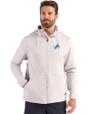 View image 7: Detroit Lions Cutter & Buck Roam Recycled Buttery-Soft Knit Mens Full Zip Hooded Jacket Solitaire Front