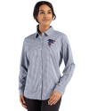 Atlanta Falcons Americana Cutter & Buck Skyline Epic Confidence Recycled Gingham Womens Long Sleeve Dress Shirt  Navy Blue/White Front Thumbnail Image