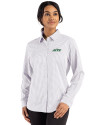 New York Jets Cutter & Buck Skyline Recycled Gingham Womens Long Sleeve Spread Collar Dress Shirt Concrete/White Front Thumbnail Image
