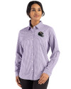 Baltimore Ravens NFL Helmet Cutter & Buck Skyline Epic Confidence Recycled Gingham Womens Long Sleeve Dress Shirt  College Purple/White Front Thumbnail Image
