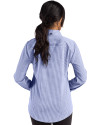 Los Angeles Chargers Cutter & Buck Skyline Epic Confidence Recycled Gingham Womens Long Sleeve Dress Shirt  Tour Blue/White Back Thumbnail Image