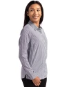 Seattle Seahawks Mono Cutter & Buck Skyline Epic Confidence Recycled Gingham Womens Long Sleeve Dress Shirt  Black/White Side Thumbnail Image