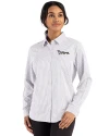 New York Jets Historic Cutter & Buck Skyline Epic Confidence Recycled Gingham Womens Long Sleeve Dress Shirt  Concrete/White Front Thumbnail Image