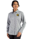 Green Bay Packers NFL Helmet Cutter & Buck Skyline Epic Confidence Recycled Gingham Womens Long Sleeve Dress Shirt  Hunter/White Front Thumbnail Image