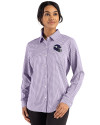 Minnesota Vikings NFL Helmet Cutter & Buck Skyline Epic Confidence Recycled Gingham Womens Long Sleeve Dress Shirt  College Purple/White Front Thumbnail Image