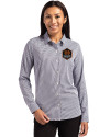 Houston Dynamo FC Cutter & Buck Skyline Epic Confidence Recycled Gingham Womens Long Sleeve Dress Shirt  Black/White Front Thumbnail Image