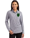 Austin FC - Cutter & Buck Skyline Epic Confidence Recycled Gingham Womens Long Sleeve Dress Shirt  Black/White Front Thumbnail Image