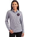 Inter Miami CF Cutter & Buck Skyline Epic Confidence Recycled Gingham Womens Long Sleeve Dress Shirt  Black/White Front Thumbnail Image