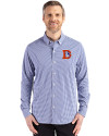 Denver Broncos Historic Cutter & Buck Skyline Epic Confidence Recycled Gingham Mens Long Sleeve Dress Shirt Tour Blue/White Front Thumbnail Image