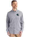 Philadelphia Eagles NFL Helmet Cutter & Buck Skyline Epic Confidence Recycled Gingham Mens Long Sleeve Dress Shirt Black/White Front Thumbnail Image