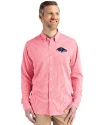 Baltimore Ravens Americana Cutter & Buck Skyline Epic Confidence Recycled Gingham Mens Long Sleeve Dress Shirt Red/White Front Thumbnail Image