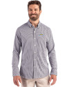 Los Angeles Chargers Cutter & Buck Skyline Recycled Gingham Mens Long Sleeve Button Down Dress Shirt Black/White Front Thumbnail Image