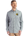 Green Bay Packers NFL Helmet Cutter & Buck Skyline Epic Confidence Recycled Gingham Mens Long Sleeve Dress Shirt Hunter/White Front Thumbnail Image