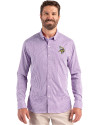 Minnesota Vikings Cutter & Buck Skyline Recycled Gingham Mens Long Sleeve Button Down Dress Shirt College Purple/White Front Thumbnail Image