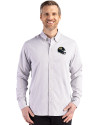 Jacksonville Jaguars NFL Helmet Cutter & Buck Skyline Epic Confidence Recycled Gingham Mens Long Sleeve Dress Shirt Concrete/White Front Thumbnail Image