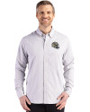 New Orleans Saints NFL Helmet Cutter & Buck Skyline Epic Confidence Recycled Gingham Mens Long Sleeve Dress Shirt Concrete/White Front Thumbnail Image