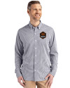Houston Dynamo FC Cutter & Buck Skyline Epic Confidence Recycled Gingham Mens Long Sleeve Dress Shirt Black/White Front Thumbnail Image