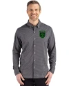 View image 1: Austin FC - Cutter & Buck Skyline Recycled Gingham Mens Long Sleeve Button Down Dress Shirt Black/Elemental Grey Front