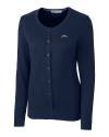 Los Angeles Chargers Cutter & Buck Womens Lakemont Cardigan Sweater Liberty Navy Mannequin Thumbnail Image