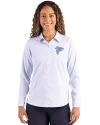 Atlanta Falcons Mono Cutter & Buck Skyline Epic Confidence Recycled Pinstripe Womens Long Sleeve Dress Shirt  Pale Blue/White Front Thumbnail Image