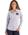 New York Giants Cutter & Buck Skyline Epic Confidence Recycled Pinstripe Womens Long Sleeve Dress Shirt  Elemental Grey/White Front Thumbnail Image