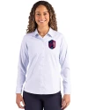 St. Louis City SC Cutter & Buck Skyline Epic Confidence Recycled Pinstripe Womens Long Sleeve Dress Shirt  Pale Blue/White Front Thumbnail Image