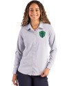 Seattle Sounders FC Cutter & Buck Skyline Epic Confidence Recycled Pinstripe Womens Long Sleeve Dress Shirt  Elemental Grey/White Front Thumbnail Image