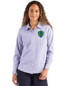 Seattle Sounders FC Cutter & Buck Skyline Epic Confidence Recycled Pinstripe Womens Long Sleeve Dress Shirt  Tour Blue/White Front Thumbnail Image