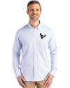 Houston Texans Mono - Cutter & Buck Skyline Epic Confidence Recycled Pinstripe Mens Long Sleeve Dress Shirt Pale Blue/White Front Thumbnail Image