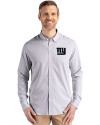 New York Giants Mono Cutter & Buck Skyline Epic Confidence Recycled Pinstripe Mens Long Sleeve Dress Shirt Elemental Grey/White Front Thumbnail Image