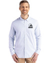 Cleveland Browns Mono Cutter & Buck Skyline Epic Confidence Recycled Pinstripe Mens Long Sleeve Dress Shirt Pale Blue/White Front Thumbnail Image