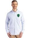 Seattle Sounders FC Cutter & Buck Skyline Epic Confidence Recycled Pinstripe Mens Long Sleeve Dress Shirt Pale Blue/White Front Thumbnail Image