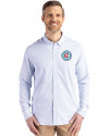 Chicago Fire FC Cutter & Buck Skyline Epic Confidence Recycled Pinstripe Mens Long Sleeve Dress Shirt Pale Blue/White Front Thumbnail Image