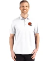 Cleveland Browns Helmet Cutter & Buck Advantage Refresh Epic Confidence Recycled Mens Big & Tall Tri-Blend Pique Polo White Front Thumbnail Image