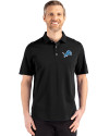 Detroit Lions Cutter & Buck Advantage Refresh Epic Confidence Recycled Mens Big & Tall Tri-Blend Pique Polo Black Front Thumbnail Image