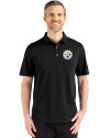 Pittsburgh Steelers Cutter & Buck Advantage Refresh Epic Confidence Recycled Mens Big & Tall Tri-Blend Pique Polo Black Front Thumbnail Image