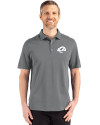 Los Angeles Rams Monochromatic Cutter & Buck Advantage Refresh Recycled Cotton-Blend Pique Mens Big & Tall Polo Elemental Grey Front Thumbnail Image
