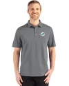 View image 7: Miami Dolphins Cutter & Buck Advantage Refresh Recycled Cotton-Blend Pique Mens Big & Tall Polo Elemental Grey Front