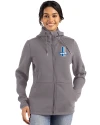 Detroit Lions Historic Cutter & Buck Roam Epic Versatility Recycled Womens Full Zip Hooded Jacket Elemental Grey Front Thumbnail Image